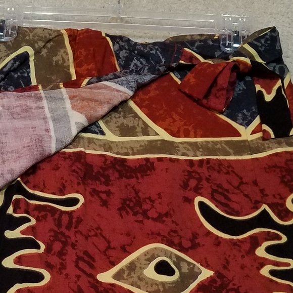 East Winds Trading Co Wrap Around & Self Tie Mini Skirt Batik-Like Print NWOT - Picture 3 of 8